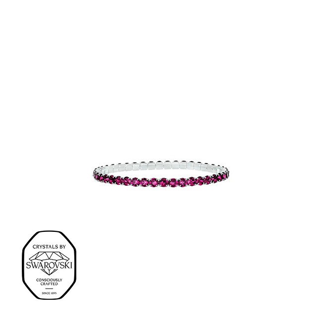 CRYSTalp Elastický tenisový náramok s fuchsiovými Swarovski kryštálmi Aura 22270.DRO.E