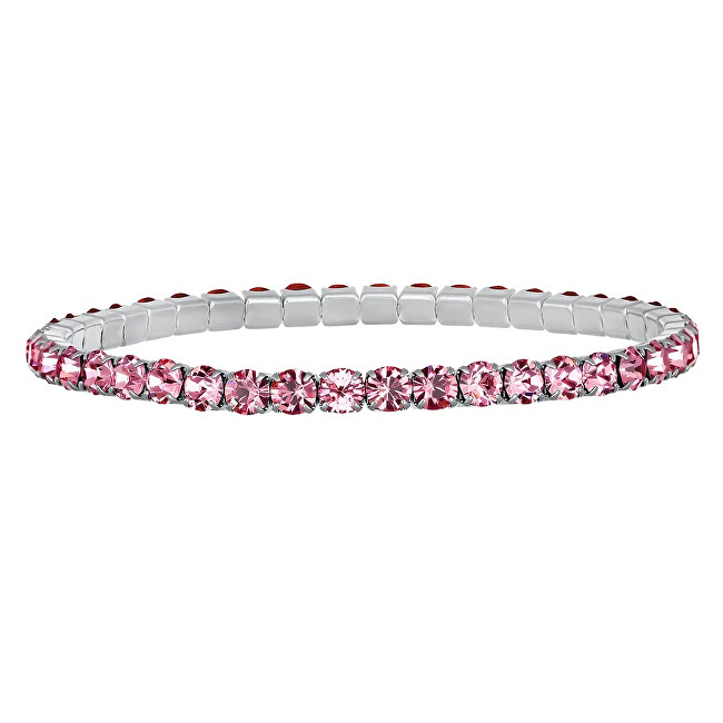 CRYSTalp Elastický tenisový náramek s růžovými Swarovski krystaly Aura 22270.LRO.E