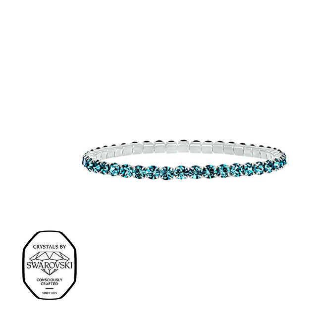 CRYSTalp Elastický tenisový náramok s tyrkysovými Swarovski kryštálmi Aura 22270.LTU.E