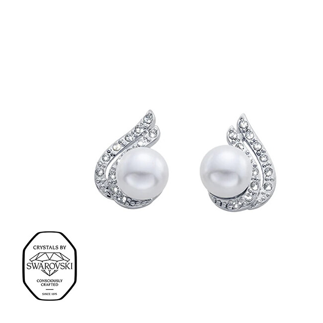 CRYSTalp Elegantní perlové náušnice se Swarovski krystaly 42104.R