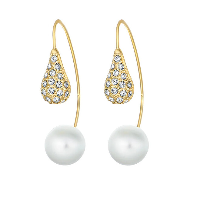 CRYSTalp Moderní náušnice s krystaly Swarovski a perlou LuxePearl 42369.G