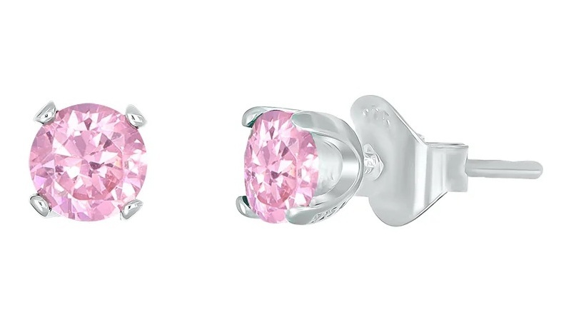 CRYSTalp Stříbrné pecky s růžovým krystalem Feel 42270.LRO.S