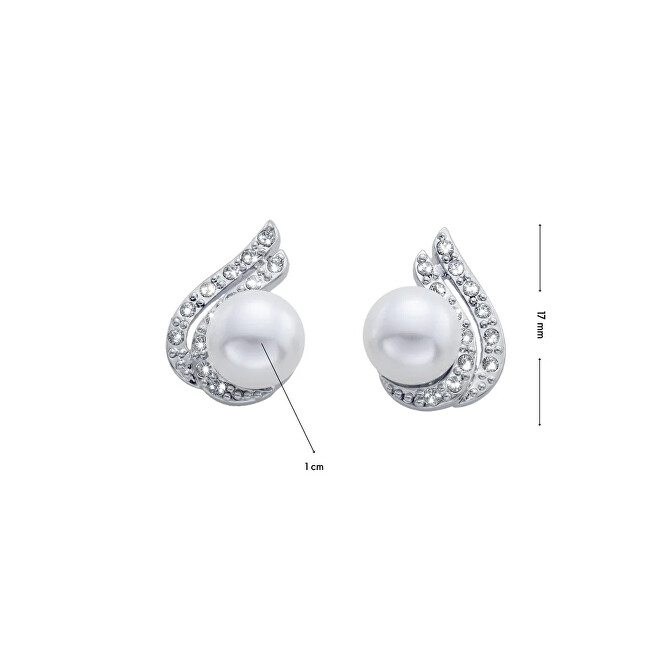 CRYSTalp Elegantní perlové náušnice se Swarovski krystaly 42104.R