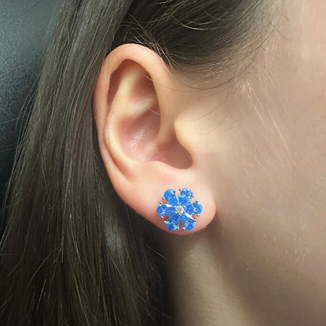 CRYSTalp Kytičkové náušnice s čirými krystaly Flower Kiss 42288.WHI.R
