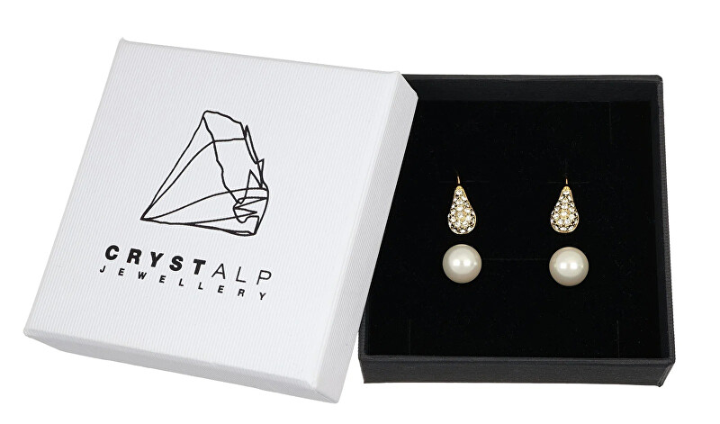 CRYSTalp Moderní náušnice s krystaly Swarovski a perlou LuxePearl 42369.G