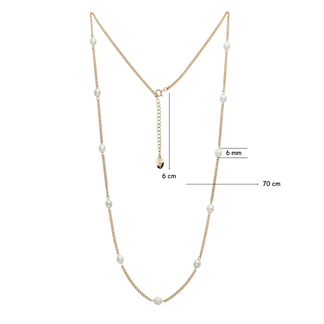 CRYSTalp Půvabný pozlacený náhrdelník s perlami Tide Pearl 12243.EG