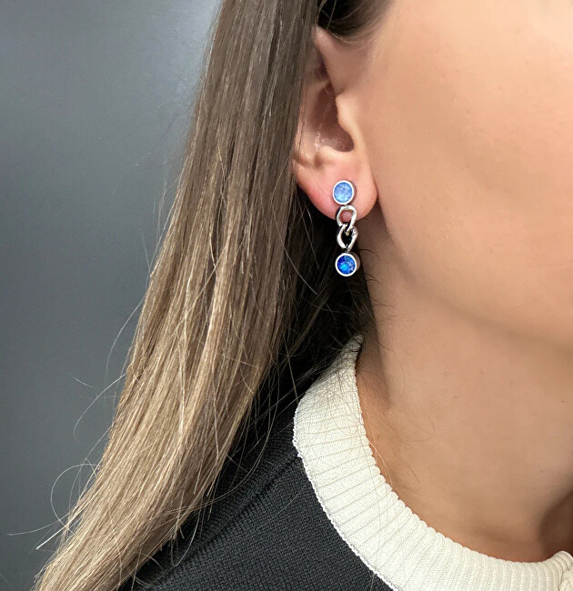 CRYSTalp Slušivé náušnice s modrými krystaly 42295.BLU.E