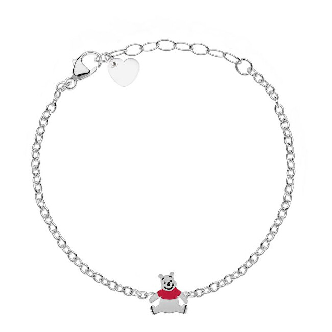 Disney Ocelový náramek s ozdobou Medvídka Pú Winnie the Pooh B600655L-55.CS červená, stříbrná