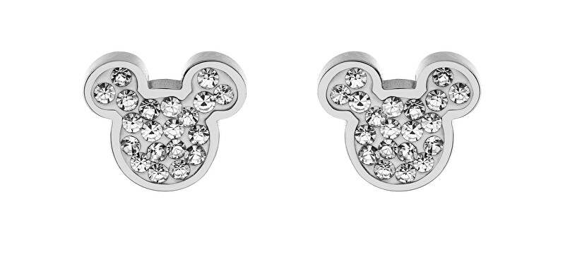 Disney Pôvabné oceľové kôstky so zirkónmi Mickey Mouse E600178RWL-B.CS číra, strieborná