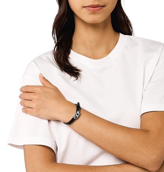 Diesel Černý kožený unisex náramek Stackables DX1516040