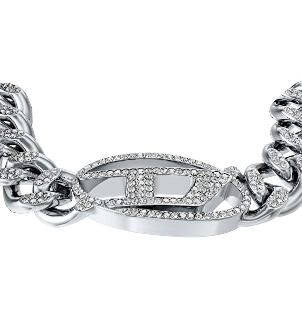 Diesel Fashion trblietavý unisex náramok z ocele DX1707040 číra, strieborná