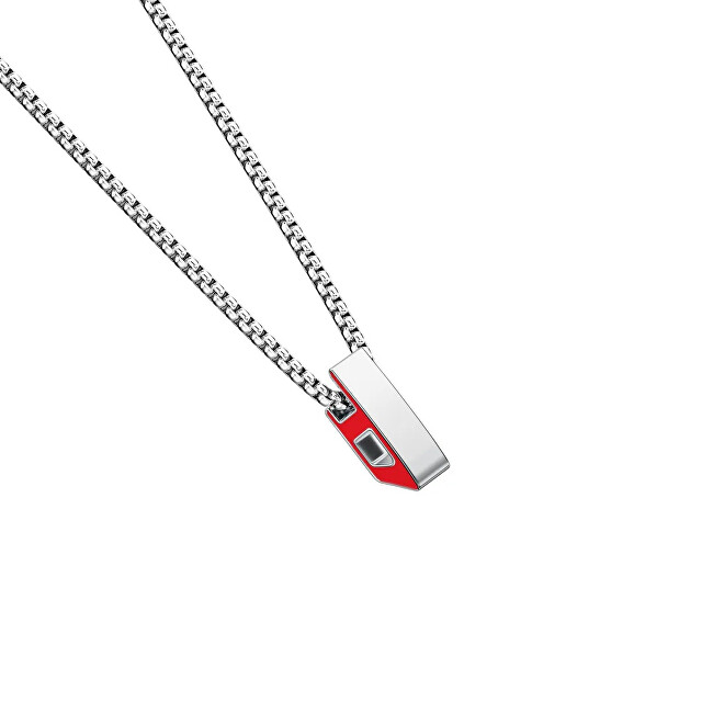 Diesel Štýlový oceľový unisex náhrdelník D Logo DX1689040 červená, strieborná