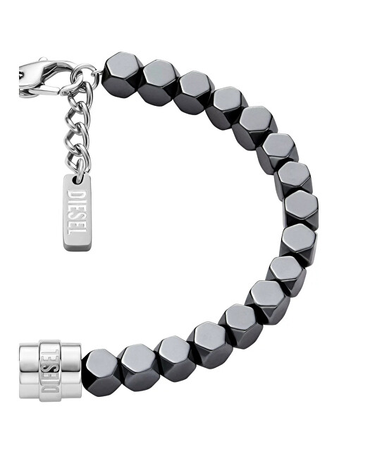 Diesel Módní ocelový náramek s hematitem DX1647931