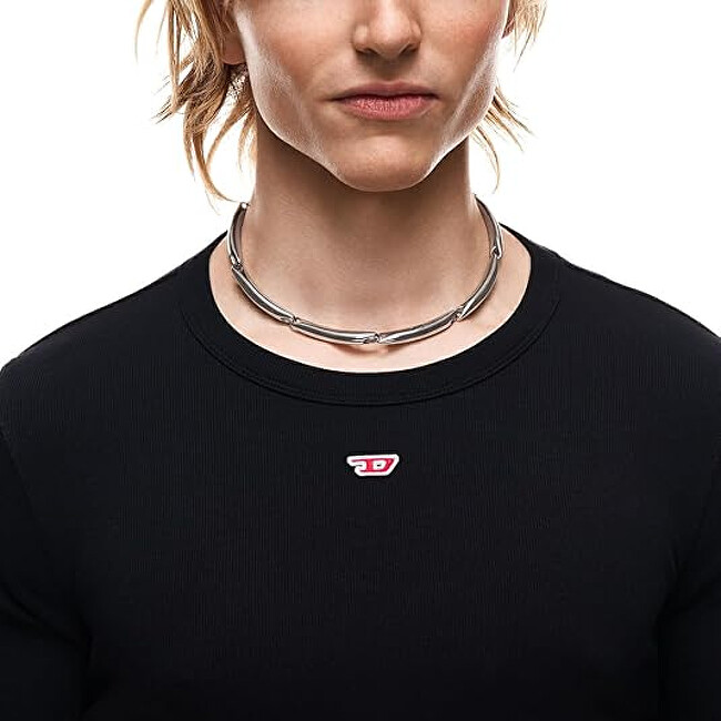Diesel Moderný oceľový unisex náhrdelník DX1697040 strieborná