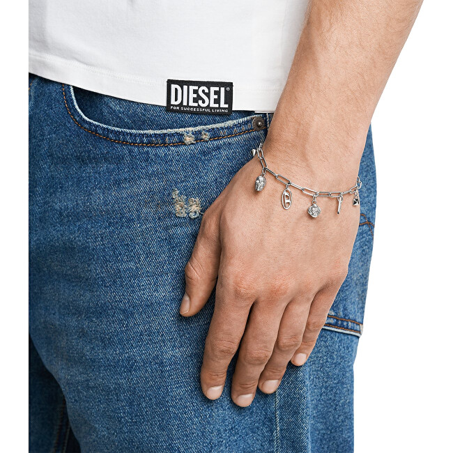 Diesel Moderní ocelový náramek s přívěsky DX1604040