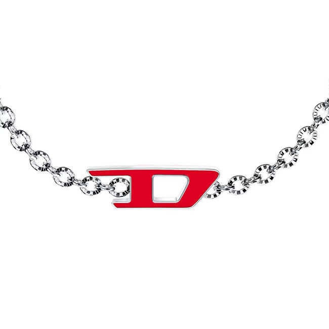 Diesel Nadčasový oceľový unisex náramok D Logo DX1691040 červená, strieborná