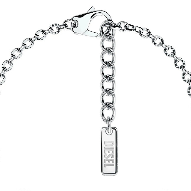 Diesel Nadčasový oceľový unisex náramok D Logo DX1691040 červená, strieborná