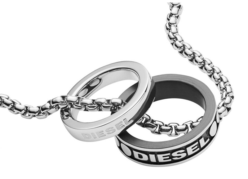 Diesel Pánský náhrdelník s přívěsky DX1168040 černá, stříbrná