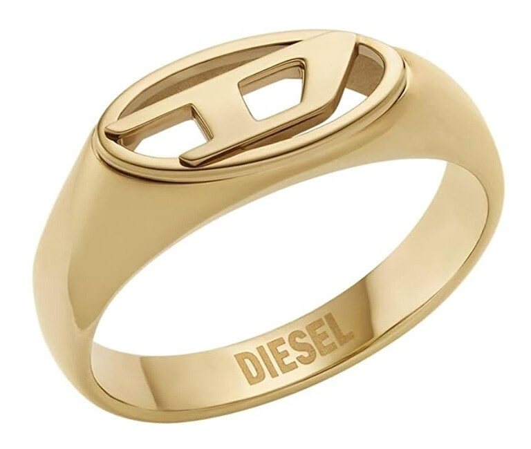 Diesel Fashion pozlacený prsten s logem DX1588710