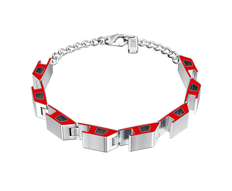 Diesel Originálny unisex náramok z ocele DX1690040 červená, strieborná