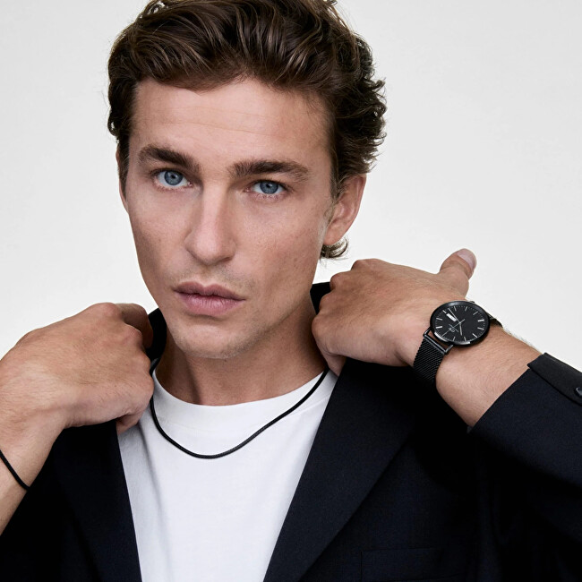 Daniel Wellington Černý ocelový náhrdelník Tide Mesh DW00401100 černá
