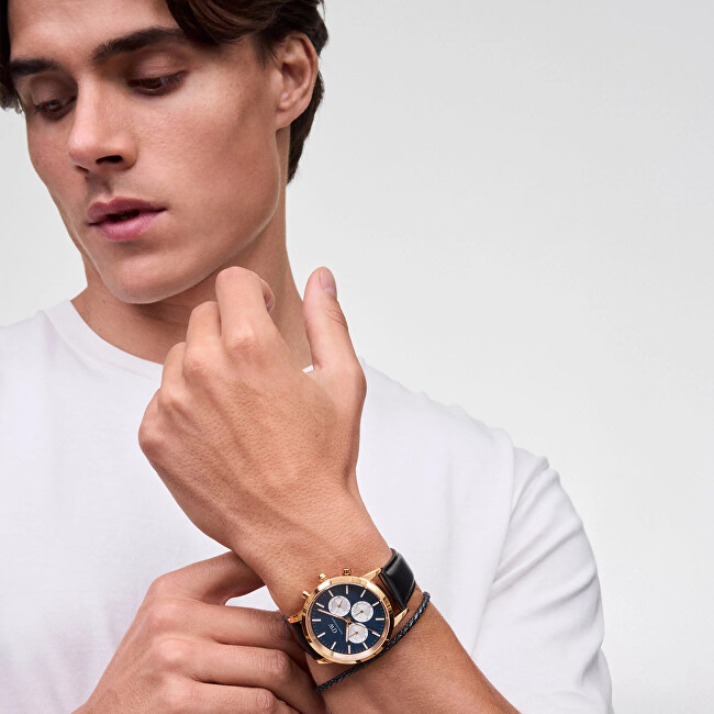 Daniel Wellington Černý pletený kožený náramek Sheffield Daniel DW004017