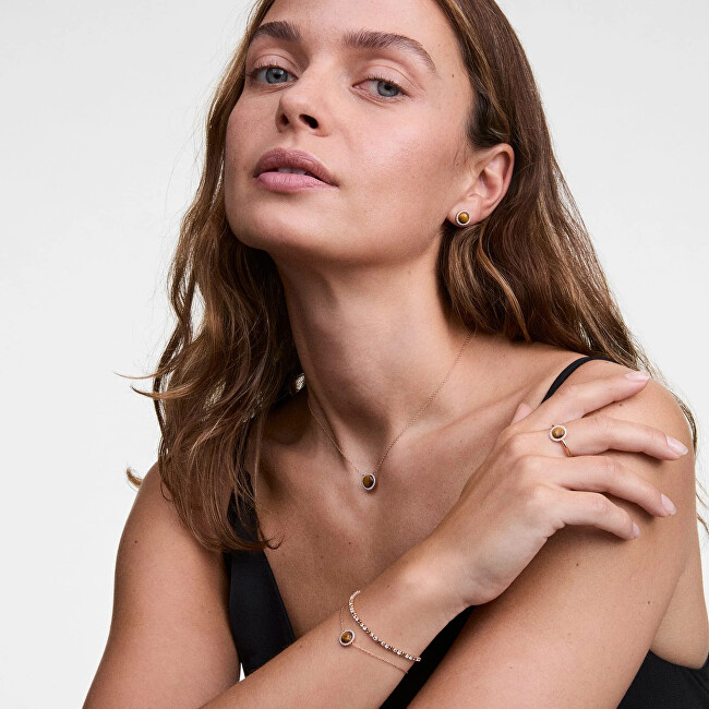 Daniel Wellington Jedinečný prsten s tygřím okem a krystaly Audrey DW00401209