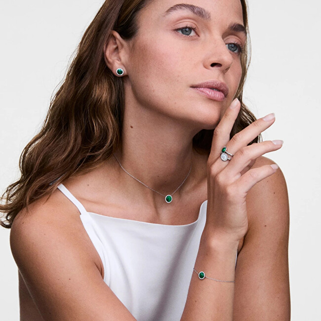 Daniel Wellington Ocelový prsten s jadeitem a krystaly Audrey DW0040135