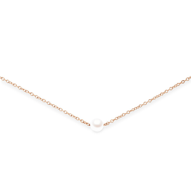 Daniel Wellington Perlový náhrdelník s perlami Swarovski Pearl Step DW00402114 růžové zlato, bílá, perleťová