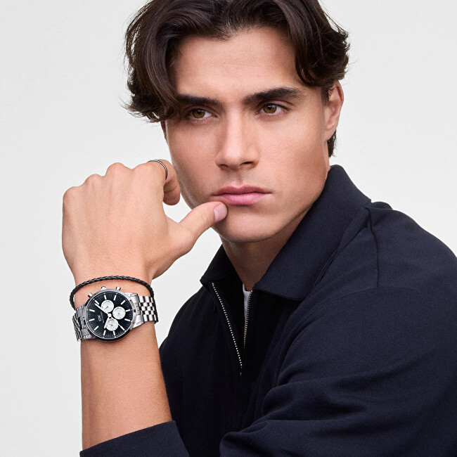 Daniel Wellington Pletený černý kožený náramek Sheffield Daniel DW004017
