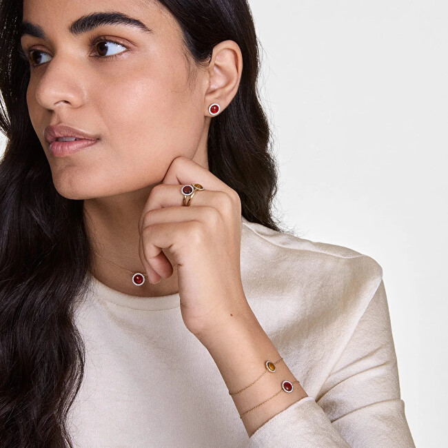Daniel Wellington Pozlacené peckové náušnice s achátem a krystaly Audrey DW00401404