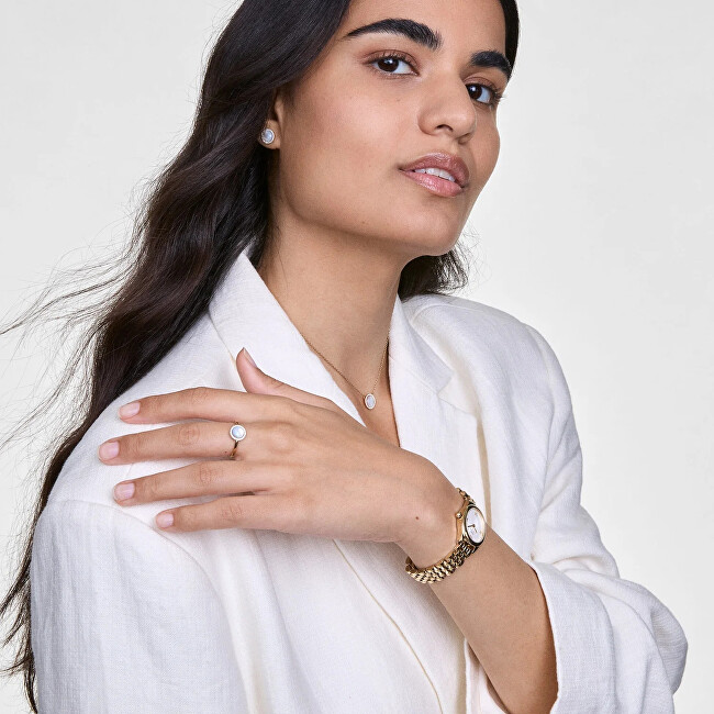 Daniel Wellington Pozlacené peckové náušnice s perletí a krystaly Audrey DW00401405