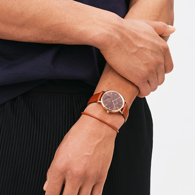Daniel Wellington Slušivý hnědý kožený náramek St Mawes Perfect Pair DW9980051