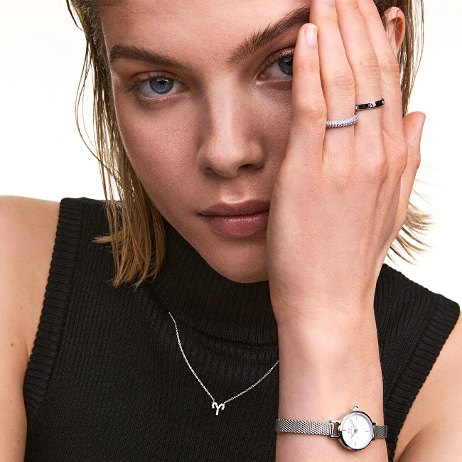 Daniel Wellington Stylový ocelový náhrdelník znamení Beran Crystal Zodiac DW00400943