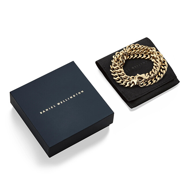 Daniel Wellington Výrazný pozlátený náhrdelník pre mužov Ellipse Cuban Chain DW00401668 zlatá