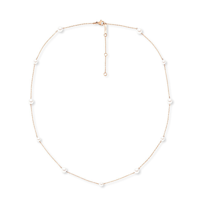 Daniel Wellington Perlový náhrdelník s perlami Swarovski Pearl Step DW00402114 růžové zlato, bílá, perleťová