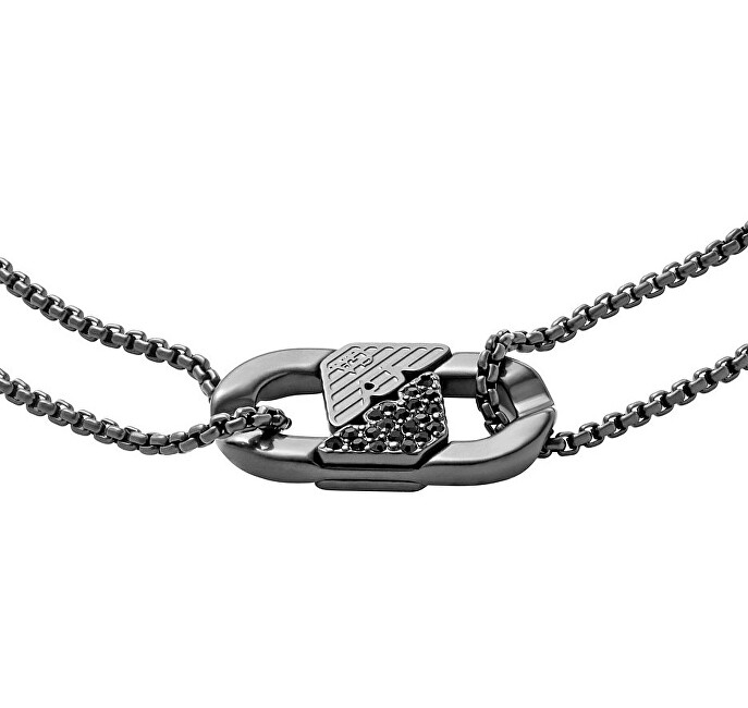 Emporio Armani Černý pánský náramek s krystaly EGS3173001