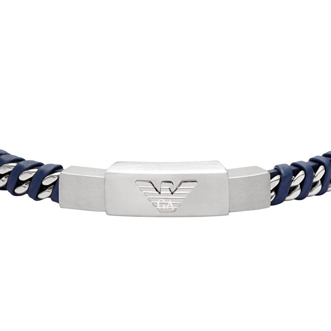 Emporio Armani Designový kožený modrý náramek EGS3319040