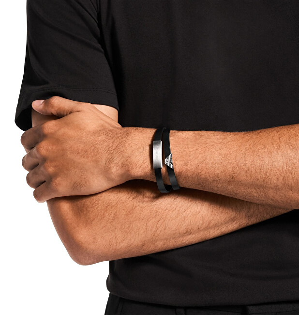 Emporio Armani Dvojitý kožený náramek Eagle Logo EGS3311040