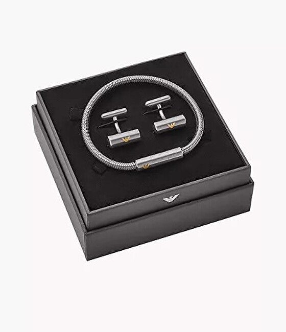 Emporio Armani Luxusní sada ocelových šperků EGS3044SET (náramek, manžetové knoflíčky)