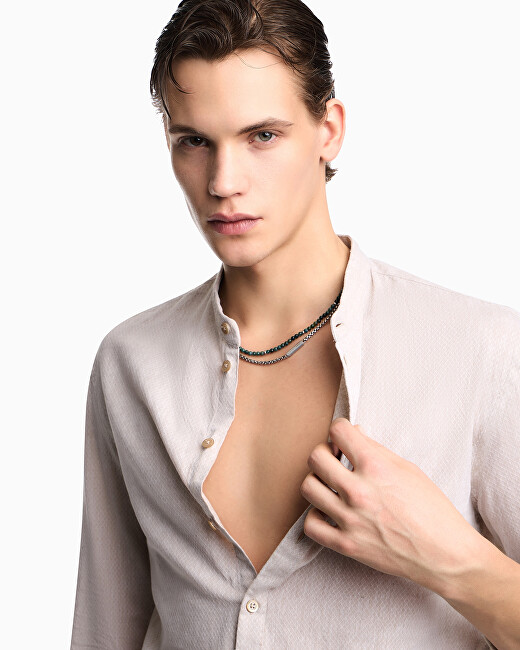 Emporio Armani Moderní dvojitý náhrdelník s achátem EGS3313040