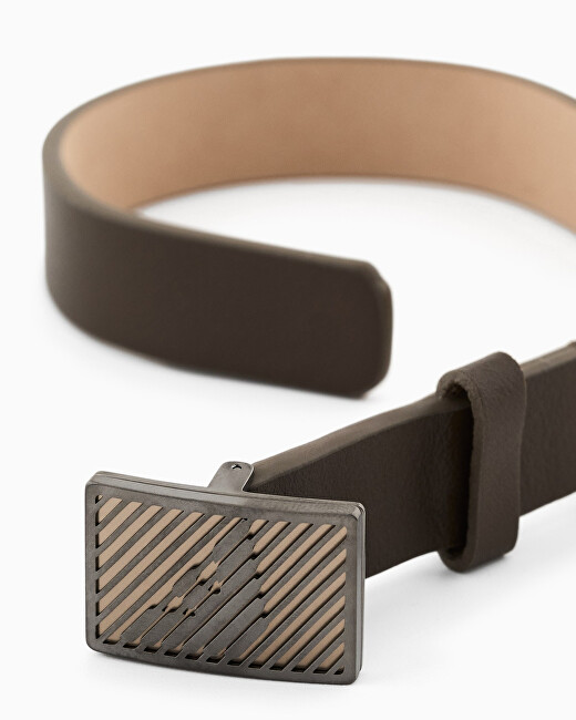 Emporio Armani Moderní hnědý kožený náramek EGS3240060