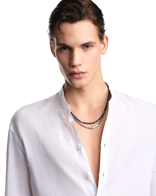 Emporio Armani Módní dvojitý náhrdelník se sodalitem EGS3312040