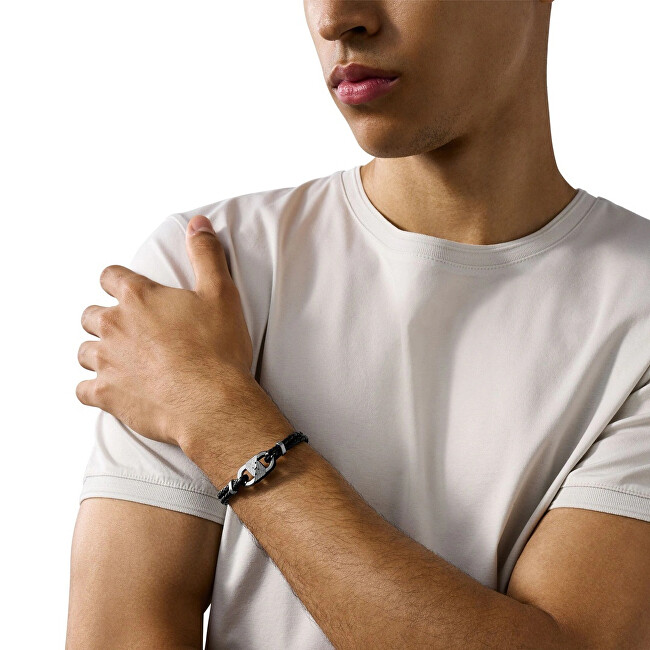 Emporio Armani Fashion kožený náramek pro muže Eagle Logo EGS3171040