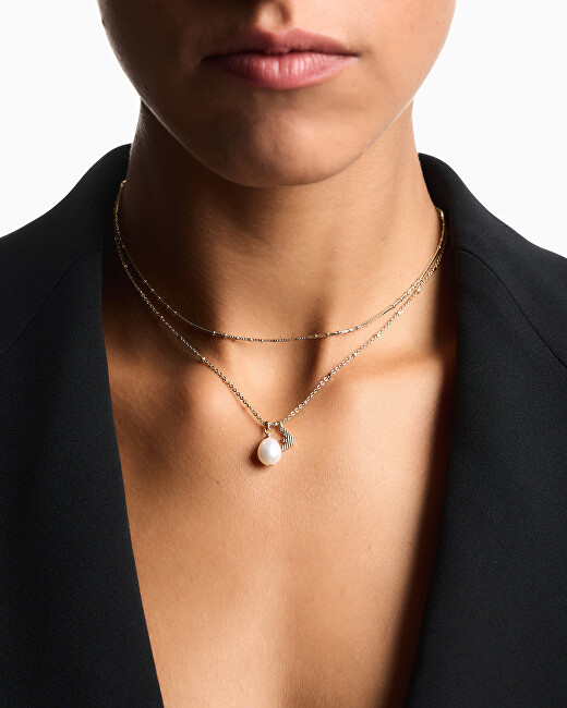 Emporio Armani Módny pozlátený náhrdelník EGS3273710 biela, zlatá