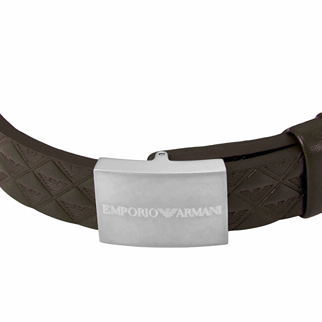 Emporio Armani Pánský kožený náramek Eagle Logo EGS3135040