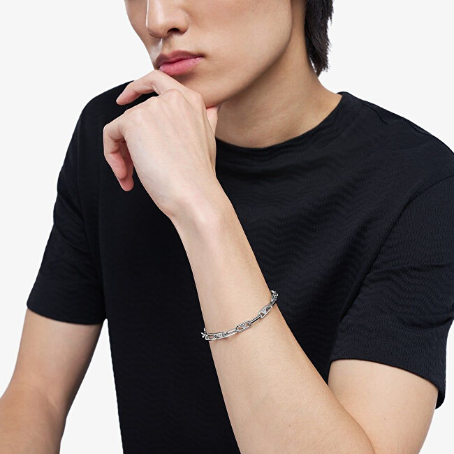 Emporio Armani Pánský slušivý náramek z oceli EGS3249040 stříbrná