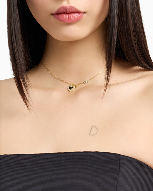 Emporio Armani Půvabný pozlacený náhrdelník se zirkony Srdce EG3622710