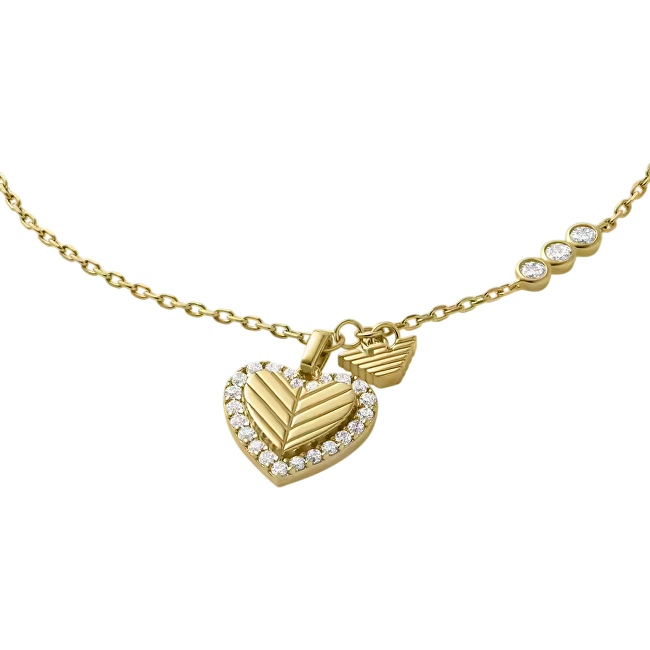 Emporio Armani Romantický pozlacený náramek pro ženy se zirkony Srdce EG3623710