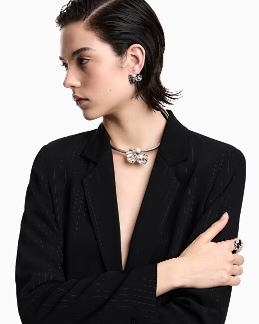 Emporio Armani Výrazný pevný náhrdelník s perlou EGS3343040